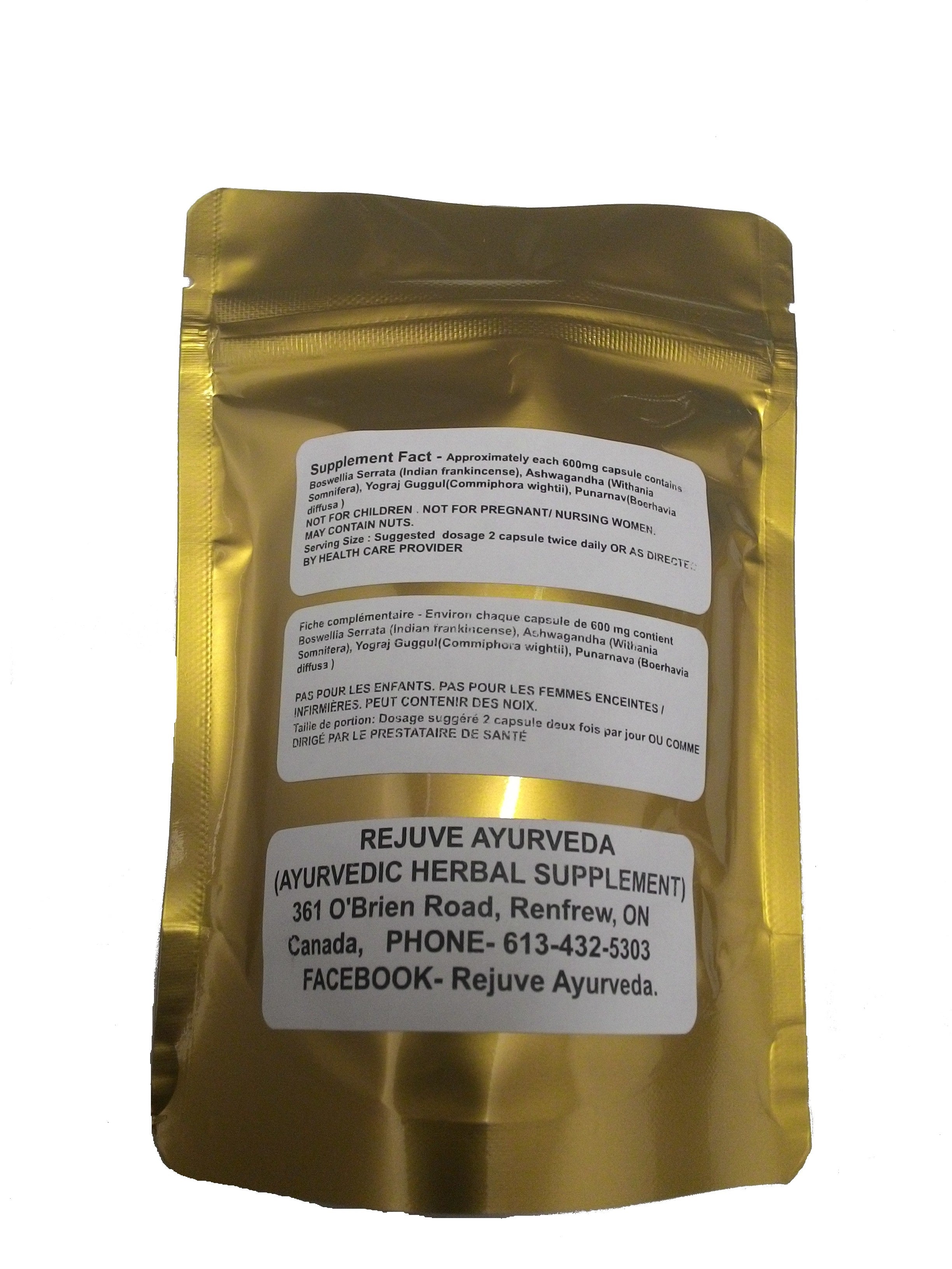 this is the back image of "PAIN RELIEF" with herbal combination names 